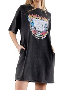 Blue Velvet Rock & Roll Mini Shirt Dress, Sz XL, NWT